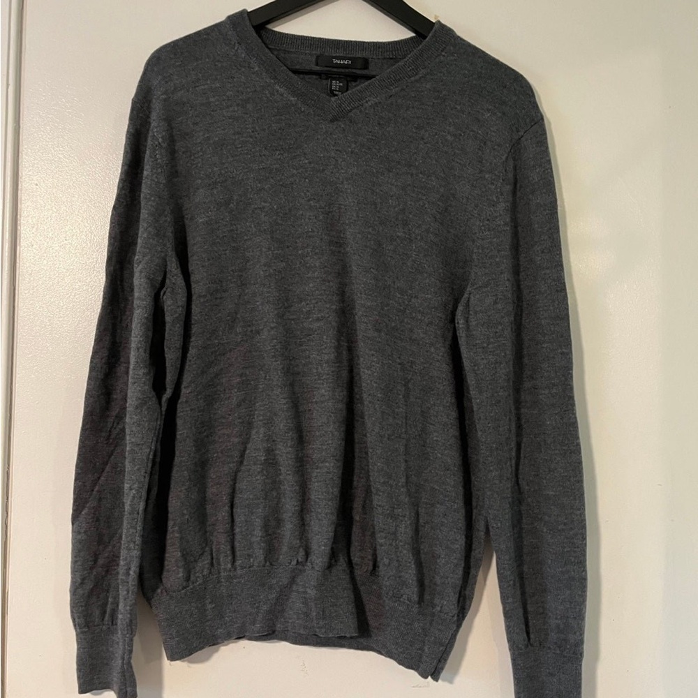 Tahari Mens Gray 100% Merino Wool Sweater XL